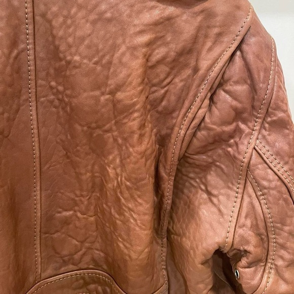 ✨SOLD✨ Vintage Leather Aviator Bomber Flight Jacket Coat in Cognac Brown - Picture 7 of 8